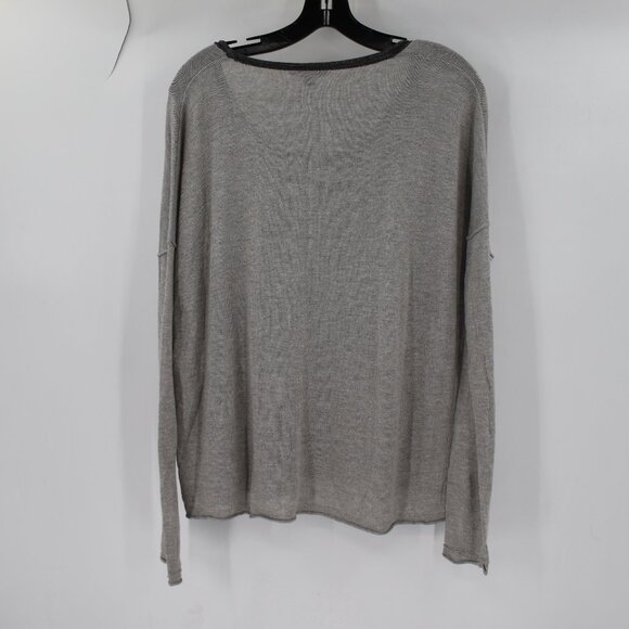 James Perse Sweater Womens 2 Scoop Neck Long Sleeve rolled hem linen blend top - Picture 5 of 8